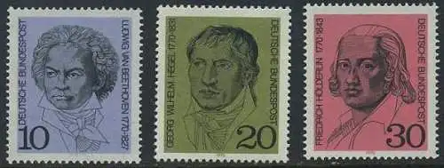 BUND 1970 Michel-Nummer 0616-0618 postfrisch SATZ(3) EINZELMARKEN