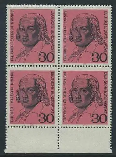 BUND 1970 Michel-Nummer 0618 postfrisch BLOCK RÄNDER unten