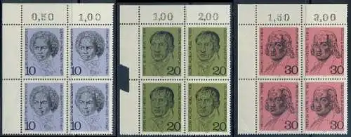 BUND 1970 Michel-Nummer 0616-0618 postfrisch SATZ(3) BLÖCKE ECKRÄNDER oben links