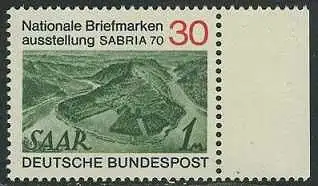 BUND 1970 Michel-Nummer 0619 postfrisch EINZELMARKE RAND rechts