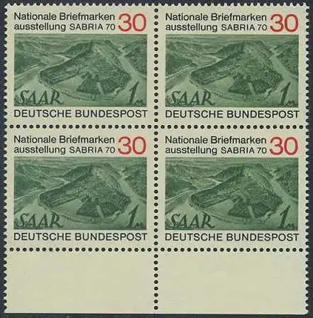 BUND 1970 Michel-Nummer 0619 postfrisch BLOCK RÄNDER unten