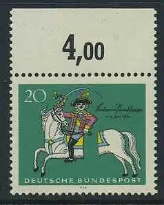 BUND 1970 Michel-Nummer 0623 postfrisch EINZELMARKE RAND oben (a)