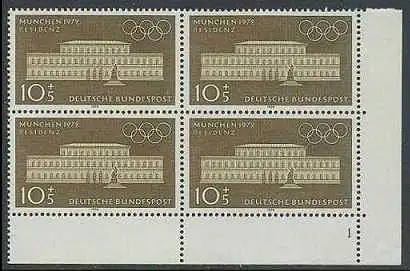 BUND 1970 Michel-Nummer 0624 postfrisch BLOCK ECKRAND unten rechts m/ Formnummer