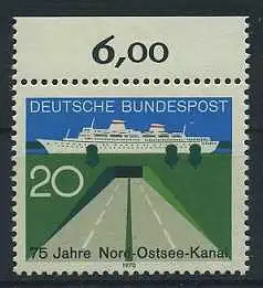 BUND 1970 Michel-Nummer 0628 postfrisch EINZELMARKE RAND oben