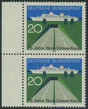 BUND 1970 Michel-Nummer 0628 postfrisch vert.PAAR RAND links