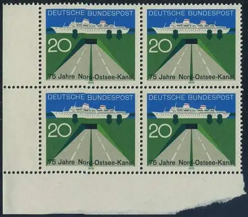 BUND 1970 Michel-Nummer 0628 postfrisch BLOCK ECKRAND unten links