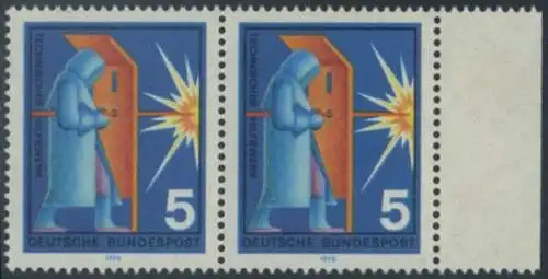 BUND 1970 Michel-Nummer 0629 postfrisch horiz.PAAR RAND rechts