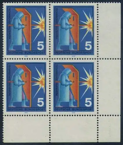 BUND 1970 Michel-Nummer 0629 postfrisch BLOCK ECKRAND unten rechts