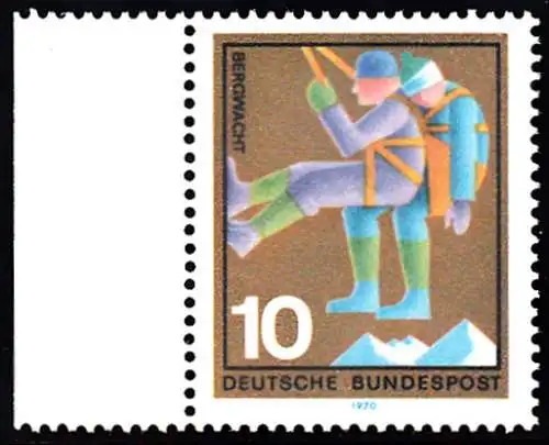 BUND 1970 Michel-Nummer 0630 postfrisch EINZELMARKE RAND links