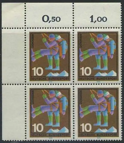 BUND 1970 Michel-Nummer 0630 postfrisch BLOCK ECKRAND oben links
