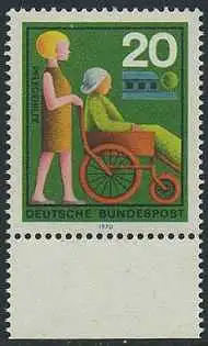 BUND 1970 Michel-Nummer 0631 postfrisch EINZELMARKE RAND unten