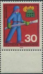 BUND 1970 Michel-Nummer 0632 postfrisch EINZELMARKE RAND unten