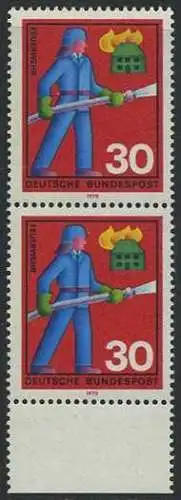 BUND 1970 Michel-Nummer 0632 postfrisch vert.PAAR RAND unten
