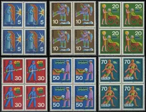 BUND 1970 Michel-Nummer 0629-0634 postfrisch SATZ(6) BLÖCKE