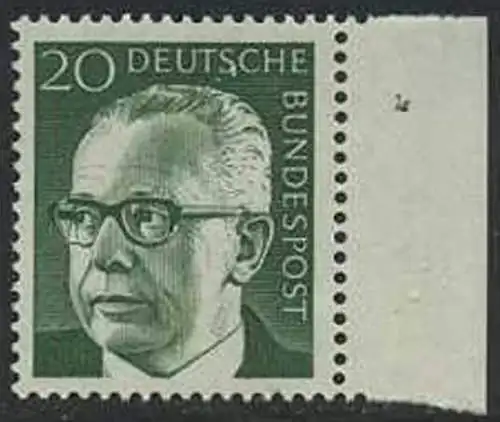 BUND 1970 Michel-Nummer 0637 postfrisch EINZELMARKE RAND rechts