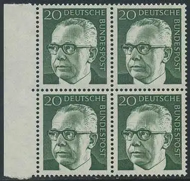 BUND 1970 Michel-Nummer 0637 postfrisch BLOCK RÄNDER links