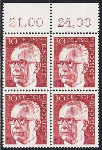 BUND 1970 Michel-Nummer 0638 postfrisch BLOCK RÄNDER oben