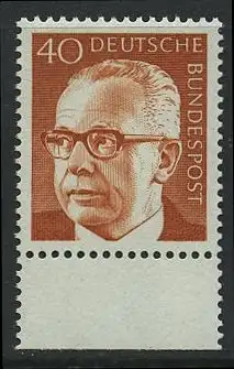 BUND 1970 Michel-Nummer 0639 postfrisch EINZELMARKE RAND unten