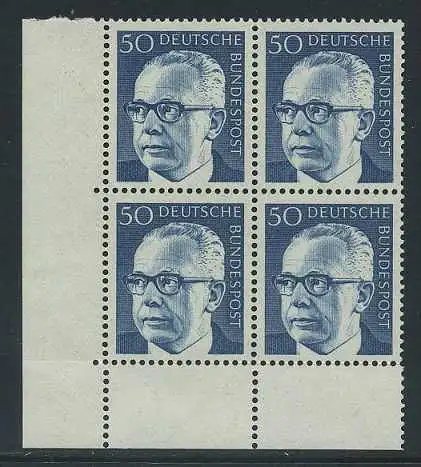 BUND 1970 Michel-Nummer 0640 postfrisch BLOCK ECKRAND unten links