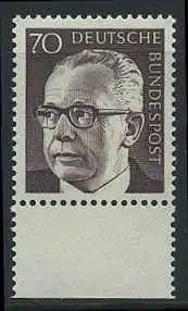 BUND 1970 Michel-Nummer 0641 postfrisch EINZELMARKE RAND unten