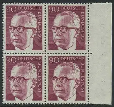 BUND 1970 Michel-Nummer 0643 postfrisch BLOCK RÄNDER rechts