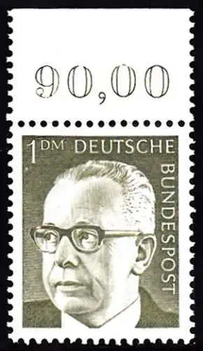 BUND 1970 Michel-Nummer 0644 postfrisch EINZELMARKE RAND oben (b)