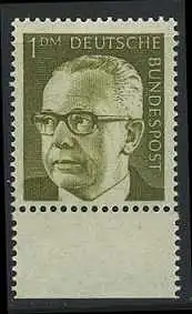 BUND 1970 Michel-Nummer 0644 postfrisch EINZELMARKE RAND unten