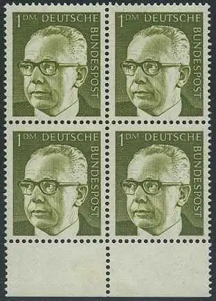 BUND 1970 Michel-Nummer 0644 postfrisch BLOCK RÄNDER unten