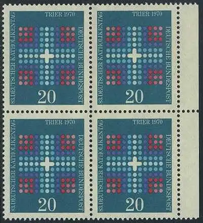 BUND 1970 Michel-Nummer 0648 postfrisch BLOCK RÄNDER rechts