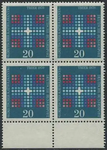 BUND 1970 Michel-Nummer 0648 postfrisch BLOCK RÄNDER unten