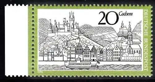 BUND 1970 Michel-Nummer 0649 postfrisch EINZELMARKE RAND links