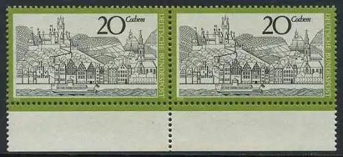 BUND 1970 Michel-Nummer 0649 postfrisch horiz.PAAR RAND unten