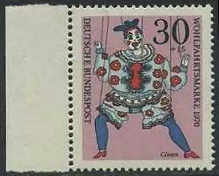 BUND 1970 Michel-Nummer 0652 postfrisch EINZELMARKE RAND links