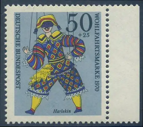 BUND 1970 Michel-Nummer 0653 postfrisch EINZELMARKE RAND rechts