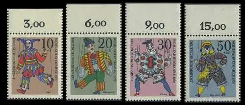 BUND 1970 Michel-Nummer 0650-0653 postfrisch SATZ(4) EINZELMARKEN RÄNDER oben (b)