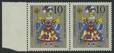 BUND 1970 Michel-Nummer 0655 postfrisch horiz.PAAR RAND links