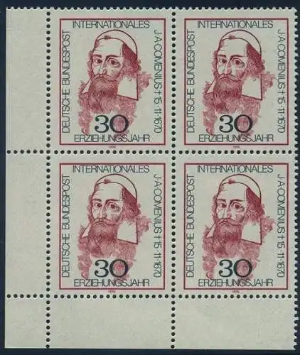 BUND 1970 Michel-Nummer 0656 postfrisch BLOCK ECKRAND unten links