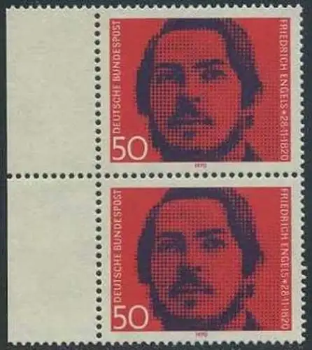 BUND 1970 Michel-Nummer 0657 postfrisch vert.PAAR RAND links