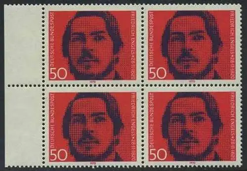 BUND 1970 Michel-Nummer 0657 postfrisch BLOCK RÄNDER links