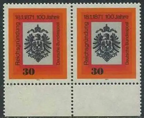 BUND 1971 Michel-Nummer 0658 postfrisch horiz.PAAR RAND unten