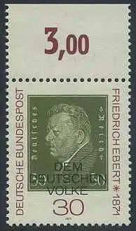 BUND 1971 Michel-Nummer 0659 postfrisch EINZELMARKE RAND oben (c)