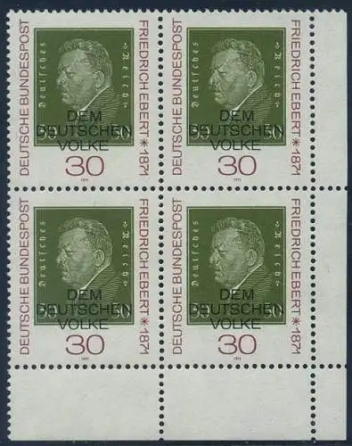 BUND 1971 Michel-Nummer 0659 postfrisch BLOCK ECKRAND unten rechts