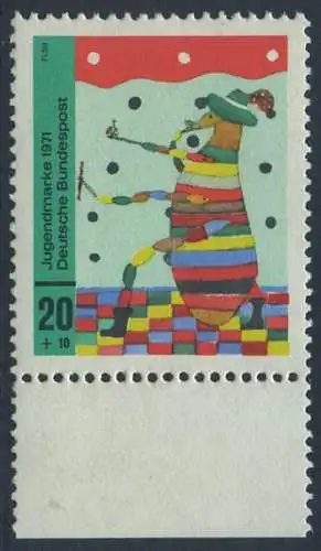 BUND 1971 Michel-Nummer 0661 postfrisch EINZELMARKE RAND unten