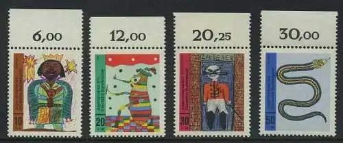 BUND 1971 Michel-Nummer 0660-0663 postfrisch SATZ(4) EINZELMARKEN RÄNDER oben (b)