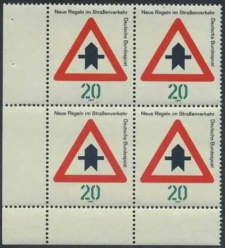 BUND 1971 Michel-Nummer 0666 postfrisch BLOCK ECKRAND unten links