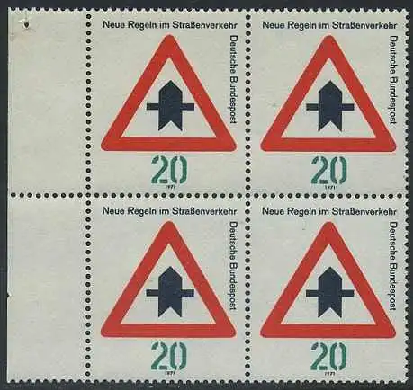 BUND 1971 Michel-Nummer 0666 postfrisch BLOCK RÄNDER links