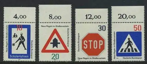 BUND 1971 Michel-Nummer 0665-0668 postfrisch SATZ(4) EINZELMARKEN RÄNDER oben (b)