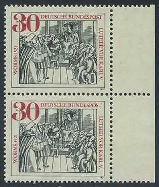 BUND 1971 Michel-Nummer 0669 postfrisch vert.PAAR RAND rechts