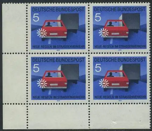 BUND 1971 Michel-Nummer 0670 postfrisch BLOCK ECKRAND unten links (a1)