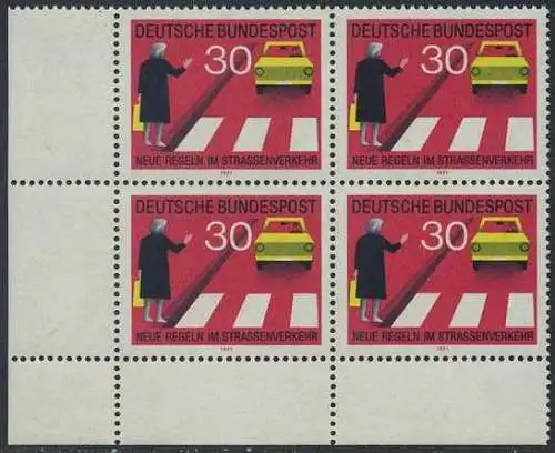 BUND 1971 Michel-Nummer 0673 postfrisch BLOCK ECKRAND unten links